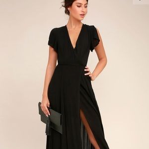 Lulu’s Heart of Marigold Black Maxi Wrap Dress